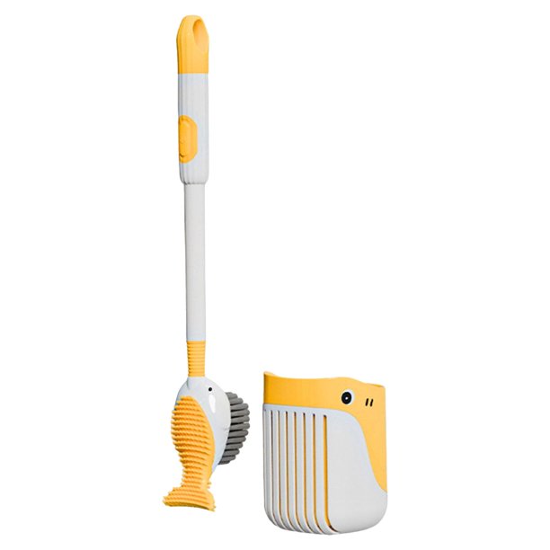 Cepillo y soporte para inodoro, cepillo limpiador de inodoro, portátil, ahorra espacio, montaje con ventosa Amarillo