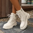 thumbnail image 2 of Beige Ladies Ankle Boots With Heel Lace Up And Zip Up For Fall And Winter Comfortable Height Increasing, 2 of 9