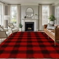 thumbnail image 2 of Christmas Farmhouse Washable Area Rug 8 x 10 ft Classical Red Black Buffalo Plaid, Soft Non Slip Rugs Stain Repellent Indoor Felt Carpet for Living Dining Room Bedroom Home Office, 2 of 9