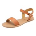 thumbnail image 1 of Sandalia DREAM PAIRS HOBOO-N para mujer con tira al tobillo plana color tan, 1 of 5