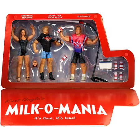 Milk-o-Mania (Kurt Angle, Stone Cold & Stephanie McMahon) - WWE Epic Moments Toy Wrestling Action