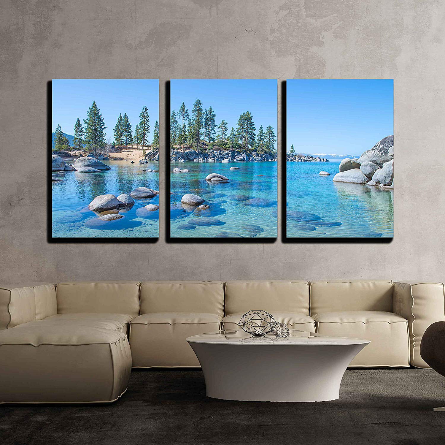 wall26 - 3 Piece Canvas Wall Art - Beautiful Blue Clear Water on the
