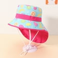 thumbnail image 2 of 2DXuixsh Big Girls Hats Kids Adjustable Chin Strap Sun Protection Hats Summer Spring Wide Brim Neck Flap Hat Cute Cartoon Outdoor Beach Bucket Cap Kids Lighted Hat Cotton Blend B, 2 of 3