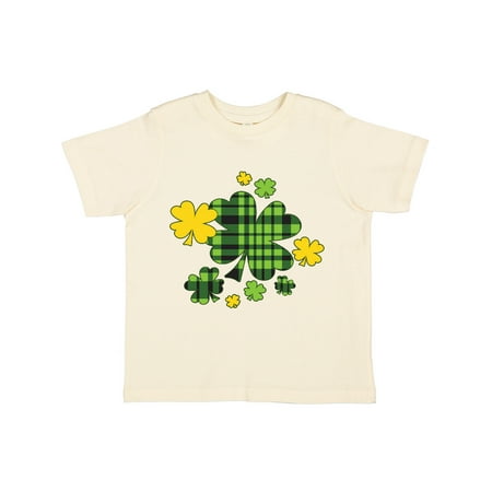 

Inktastic St. Patrick s Day Plaid Green and Yellow Shamrocks Gift Toddler Boy or Toddler Girl T-Shirt