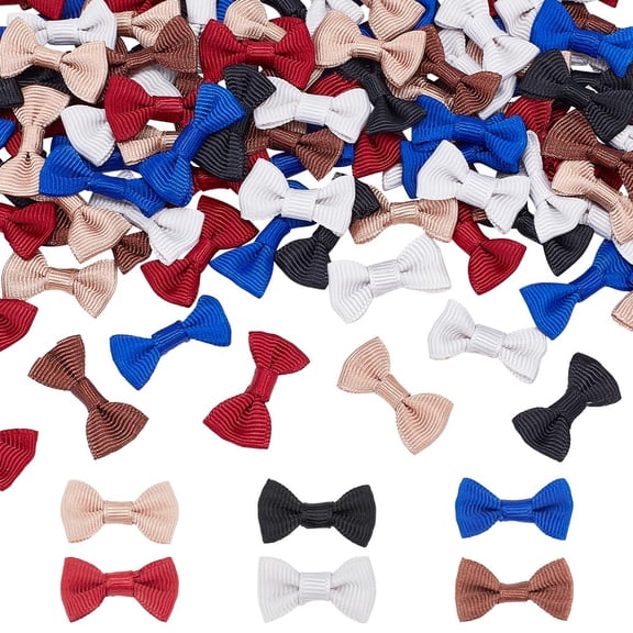 120pcs Grosgrain Ribbon Bowknots Mini Bow Ties Embellishment Handmade Woven Hair Bows for DIY Crafting Hair Clips Pets Hair Bows Wedding Christmas Tree Decor