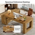 thumbnail image 3 of Tribesigns 63" L-Shaped Computer Desk with Storage Cabinets and 2-Tier Shelf, Mid-Century Modern Large Executive Table Workstation for Home Office, Brown, 3 of 8