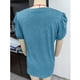 thumbnail image 2 of Camiseta con cuello en V para mujer, mangas cortas abullonadas, ribete plisado, ajuste holgado, camiseta informal de verano, verde ágata L, 2 of 3