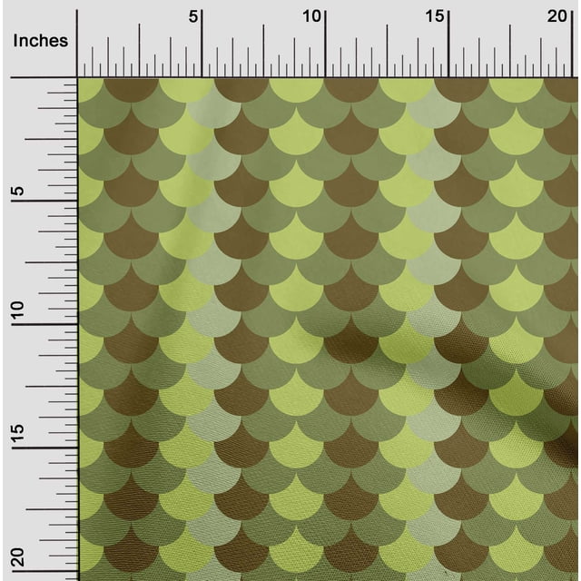 oneOone Polyester Lycra Dark Olive Green Fabric Scales Geometric Craft Projects Decor Fabric Printed By The Yard 56 Inch Wide