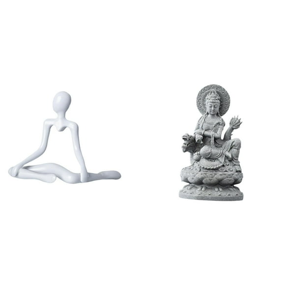 Lipstore Desktop Figurine Thinker Abstract Sculpture Guan Yin Statue Kuanyin Sculpted Artwork Creative Hollow Design Premium PP Stone Suitable for Office Books