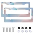thumbnail image 2 of 2Packs License Plate Frames with Gradient Geometric Abstract Pattern Includes Screws & Caps Full Accessories Included Size 6.3x12.2inch(16x31cm), 2 of 8