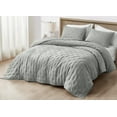 thumbnail image 2 of Chezmoi Collection Glen 3-Piece Crescent Stitched Quilt Set, King Size, Light Gray, Rayon Derived from Bamboo & Polyester Blended, Soft Breathable Cooling Bedspread for Hot Sleepers, 2 of 9
