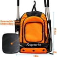 thumbnail image 2 of Ksports Baseball Bag Orange Backpack for Baseball, T-Ball & Softball Gear for Youth & Adults – Holds Bats, Helmet, Gloves with Shoe Compartment & Fence Hook, 2 of 7
