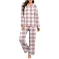 thumbnail image 3 of Womens Pajama Sets 2 Piece Lounge Sets for Women Fashion Graphic V Neck Long Sleeve Top and Elastic Waist Pants (XL, Pink), 3 of 7