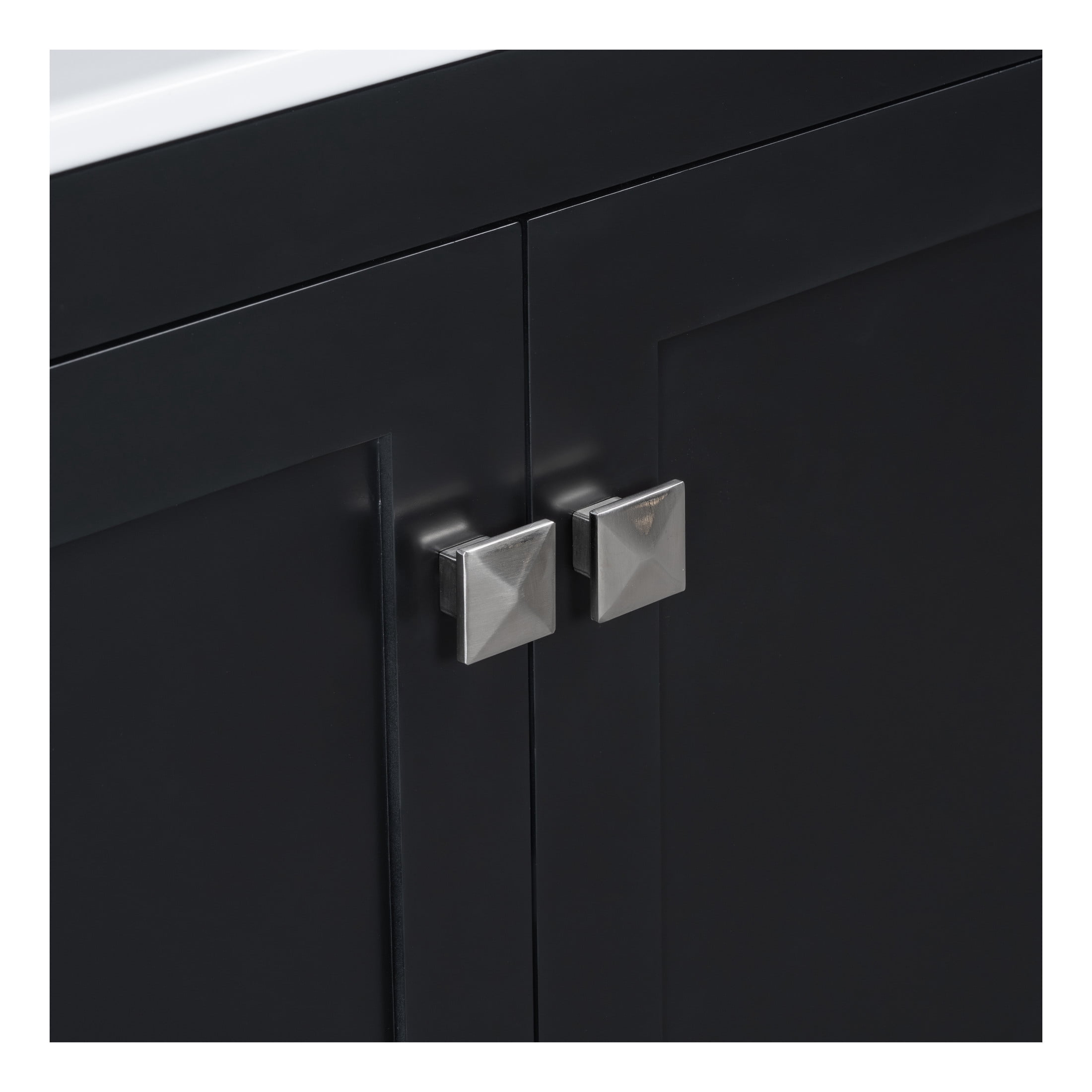 Zolaris Modern Bathroom Vanity with Ceramic Sink, Shelves, Drawers, Wood, Black