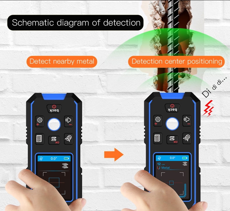 NOYAFA NF-518 Wall Detector, Multifunctional Metal Wood AC Live Wire Scanner, 120mm Depth, Voice Broadcast