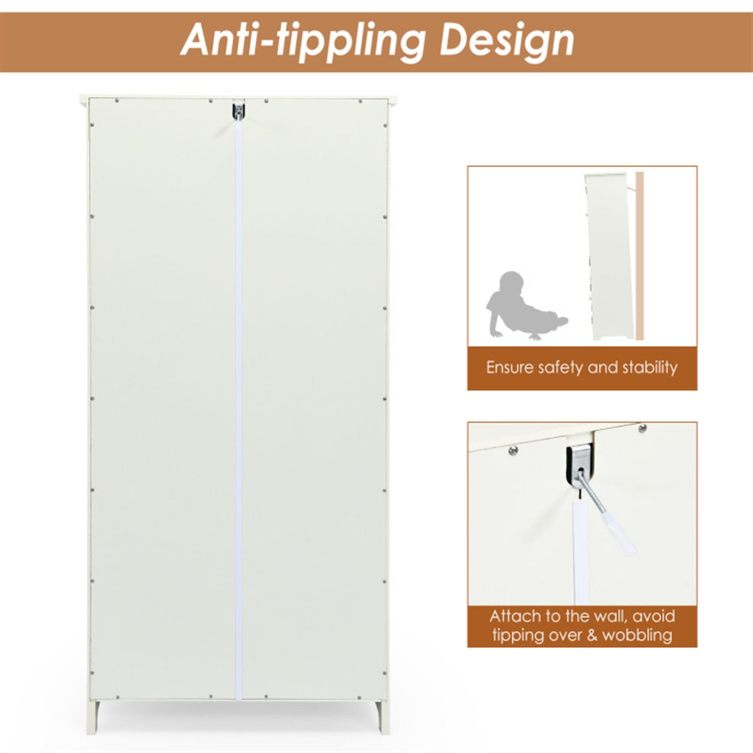 Demi Bonn 49" Accent Storage Cabinet, Bathroom Cabinet, Pantry Cabinet with Adjustable Shelves, White