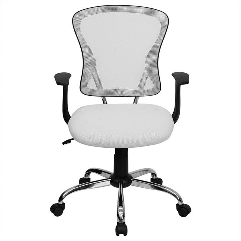 flash furniture mid back mesh office chair in white