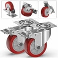 thumbnail image 3 of Shock Absorption Caster Wheels With Double Safety Brake, Heavy Duty 360 Degree Rotation Polyurethane Material Steel Housing Strong Loading Capacity Set Of 4 Easy Installation For, 3 of 5