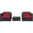 thumbnail image 3 of Modway Burrow Ensemble de Canapé de Patio Extérieur 3 Pcs en Espresso Rouge, 3 of 4