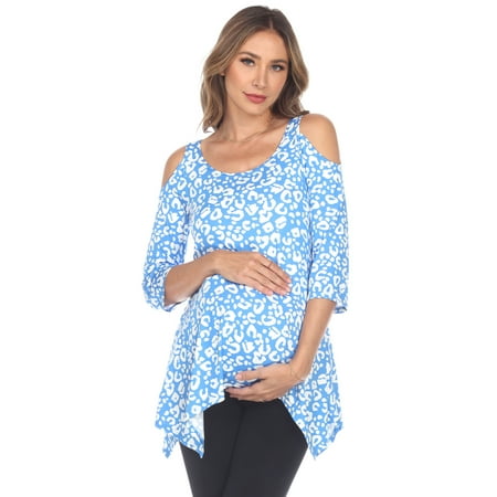 

White Mark Women s Maternity Leopard Cold Shoulder Tunic Top