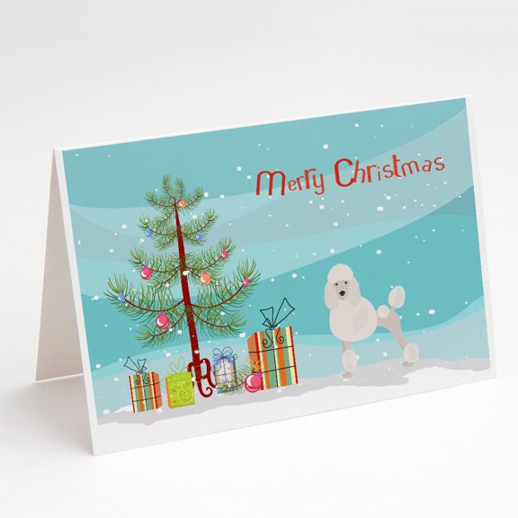 Carolines Treasures CK3478GCA7P Miniature Poodle Christmas Tree Greeting Cards and Envelopes Pack of 8 7 x 5 multicolor
