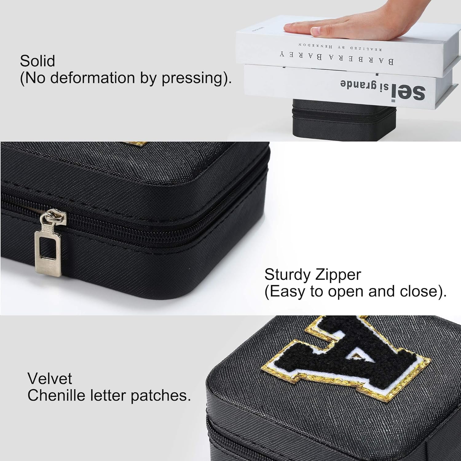 Travel Jewelry Case For Women Girls, P Initial Jewelry Box | Small Jewelry Box | Travel Jewelry Box For Women | Travel Jewelry Case | Travel Gifts For Women - Letter P, Black[Z1]