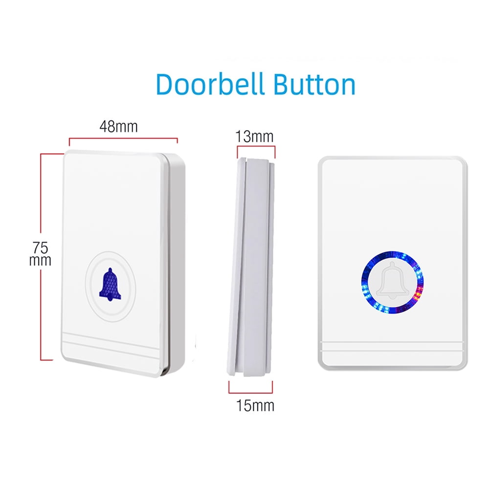 GREENCYCLE 1 Set Wireless Doorbell Door Open Chime, 1312ft Long Range, Adjustable Volume 48 Chimes with LED Flash Door Chime, IP 66 Waterproof Doorbell Button for Home Classroom Office Business