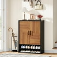 thumbnail image 3 of Tribesigns 6-Tier Shoe Cabinet with Doors, Modern Shoe Storage Organizer with Adjustable Shelves for Entryway, Black and Brown, 3 of 9