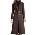 thumbnail image 2 of Yangnuo Womens Trendy Casual Warm Lapel Buttoned Coat Jackets 2025 Fall Winter Women's Fashion Wool Trench Coat With Notch Lapel And Flap Pockets, 2 of 4