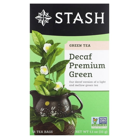 Stash Tea, Premium Green Tea, Decaf , 18 Tea Bags, 1.1 oz (33 g) Pack of 3