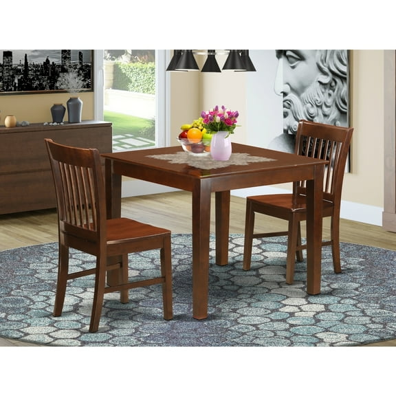 Small Kitchen Table Set - Dining Table with 2 Chairs - 36 Inch Square - Cozy Dining Room Furniture