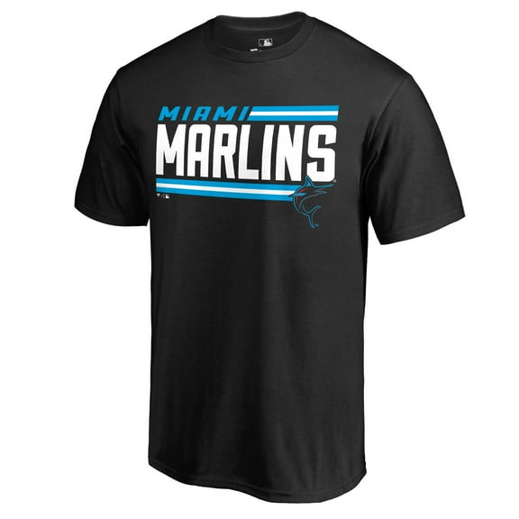 Men's Black Miami Marlins Onside Stripe T-Shirt