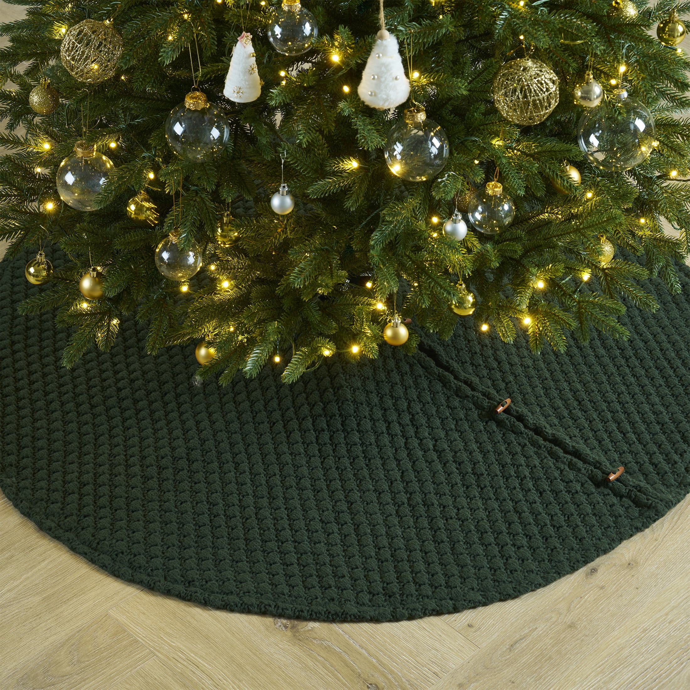 My Texas House Ralph Green Textured Knit Christmas Tree Skirt, 60"