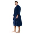 thumbnail image 2 of 100% Turkish Cotton Men and Women Premium Terry Kimono Bathrobe Made in Turkey (Navy Blue, One Size), 2 of 4