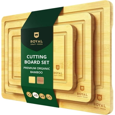 Royal Craft Wood Luxury Cutting Boards For Kitchen, Bamboo Wood Cutting Board Set With Side Handles, Multifunctional & Sustainable Cutting Boards With Deep Juice Grooves
