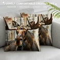 thumbnail image 3 of Orinice Moose Antlers Graphic Decorative Cushion Throw Pillow Cover for Home Couch Living Room Bed Sofa Car Bedroom High-Quality 1PC 18x18in, 3 of 5