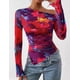 thumbnail image 5 of Blusa PRETTYGARDEN Mujer Hombros Descubiertos Y2K Tie Dye de Malla, 5 of 9