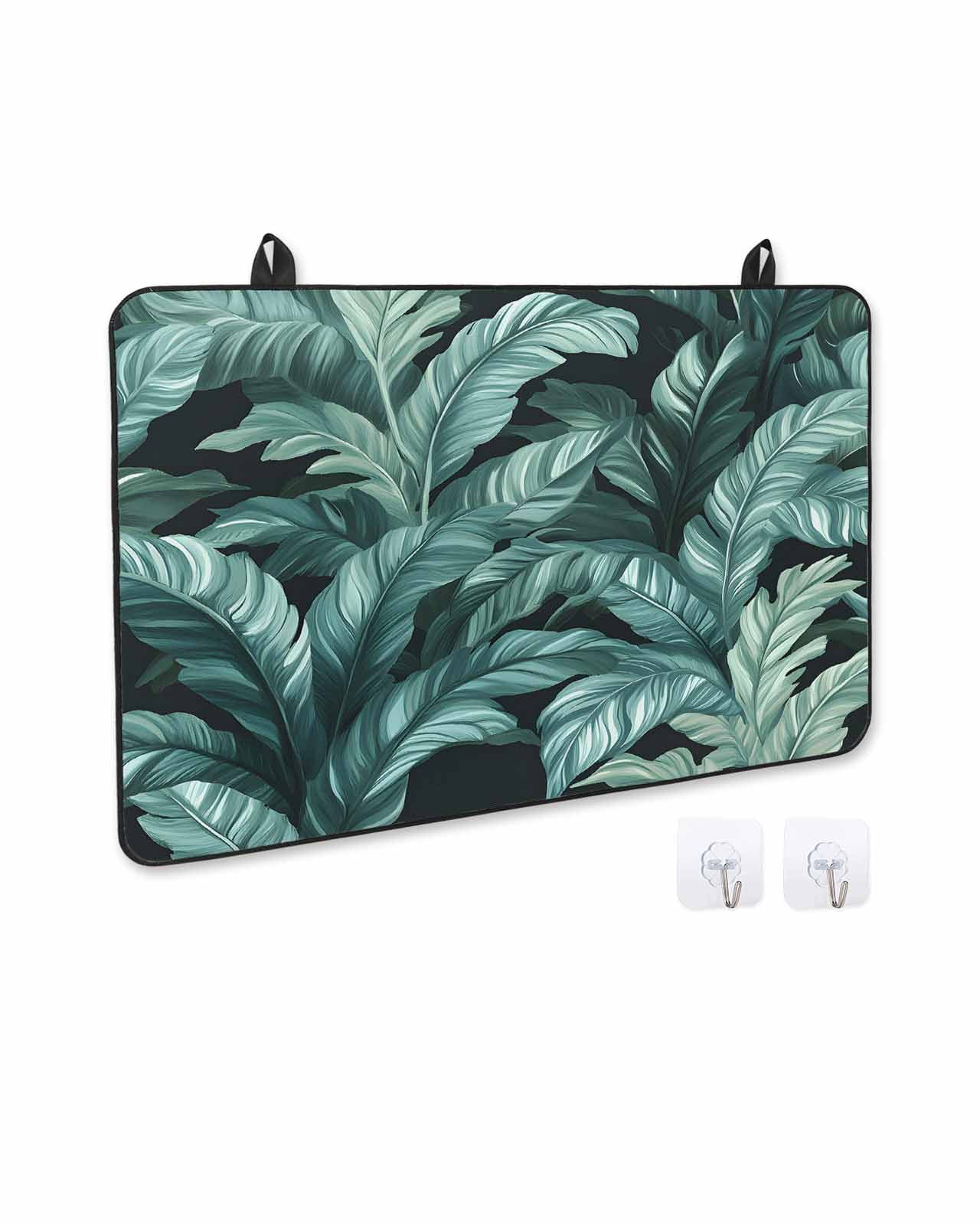 nqOlkjepod Large Induction Cooktop Protector Mat 36"x21", Summer Plant Stove Top Covers for Electric Stove, Green Tropical Palm Leaves Nature Retro Stove Burner Cover Mats, Glass Top Stove Cover