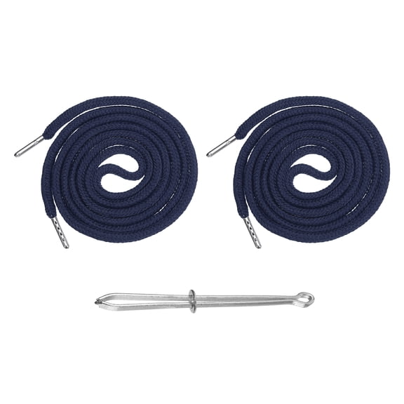 Uxcell 2 Pcs Drawstring for Sweatpants (Navy Blue), Hoodie Strings Drawstring Cords with Easy Threader Apply to Shorts Pants