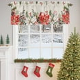 thumbnail image 4 of Merry Christmas Valances for Windows, 42 x 18in, Red White Flowers Green Leaf Vintage Linen Rod Pocket Kitchen Valance Curtain Light Filtering Window Treatments for Living Room Bedroom, 1 Panel, 4 of 7