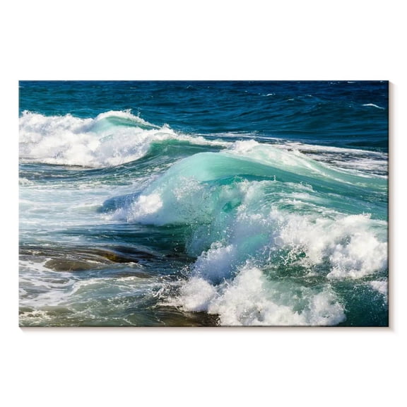 Elephant Stock Sea Glass Shore Wall Art - Horizontal Canvas Wall Art - Living Room Wall Decor - Beach Canvas - Blue And Gray Decor By Norman Wyatt Jr. - 24" x 16"