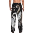 thumbnail image 2 of Bixox Men's Elegant Swans Black Background Patterned Pajama Pants with Pockets Lounge Clothes for Home, 2 of 5
