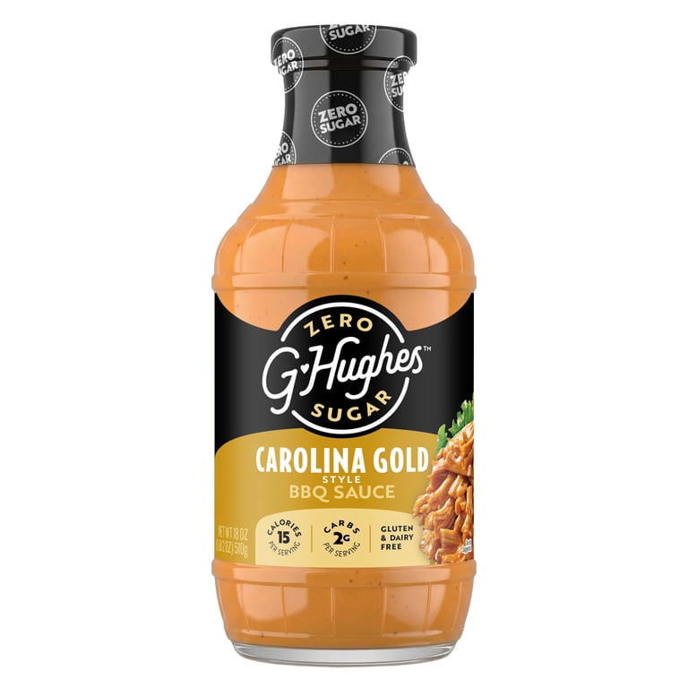 3 pack) G Hughes Zero Sugar Carolina Gold BBQ Sauce, 18 oz