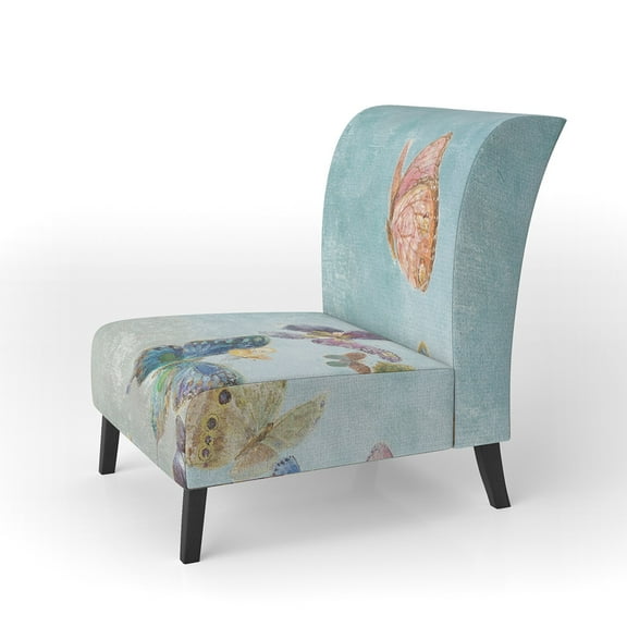 Designart "Butterflies Dancing I" Upholstered Wildlife Accent Chair - Arm Chair
