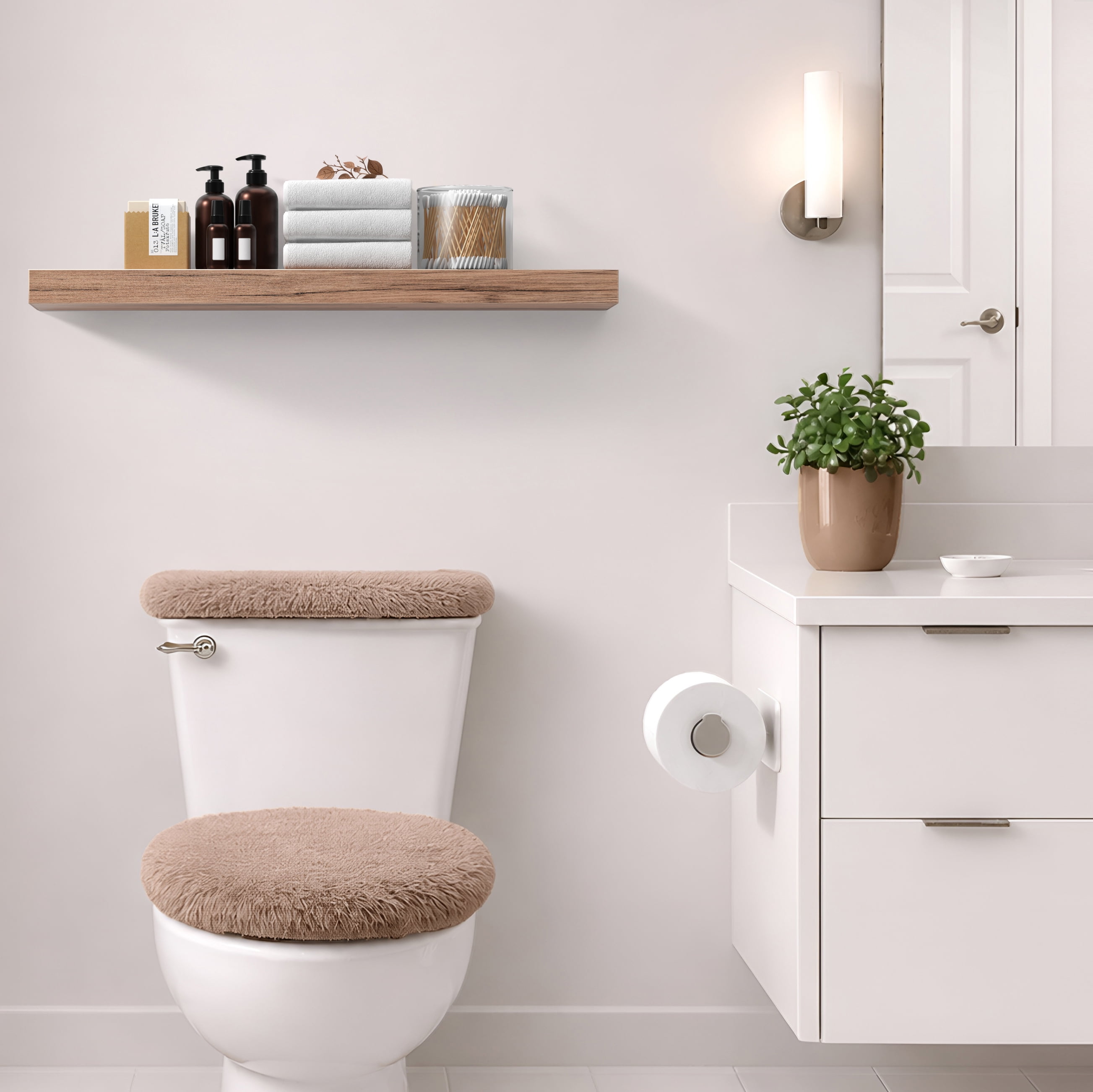 Sorbus 35" Floating Wall Shelf, Mahogany, Invisible Brackets, Bathroom, Bedroom & Home Decor