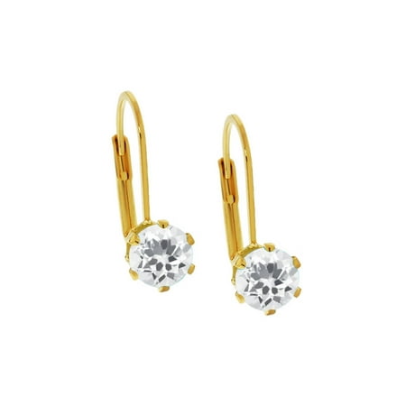 - 3.00 Ct Round Shape White Cubic Zirconia Yellow Gold Plated Brass Stud Earrings