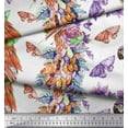 thumbnail image 2 of Soimoi Orange Rayon Fabric Floral,Insect & Parrot Bird Decor Fabric Printed BTY 56 Inch Wide, 2 of 3