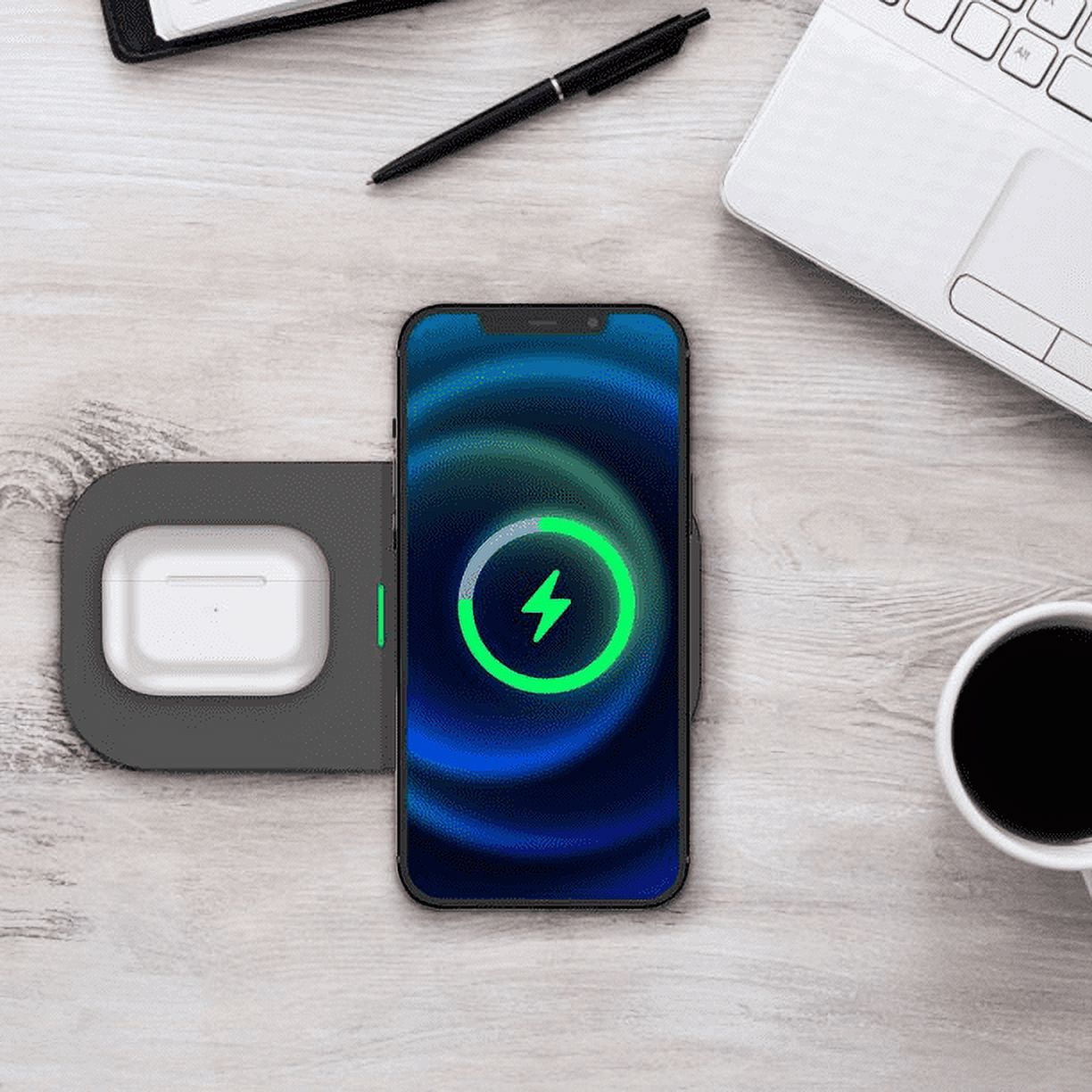 Sunffice 2-in-1 Wireless charge Dual charge mobile phone Dual 15W Fast wireless charger Iphone wireless charger with weak magnetic black
