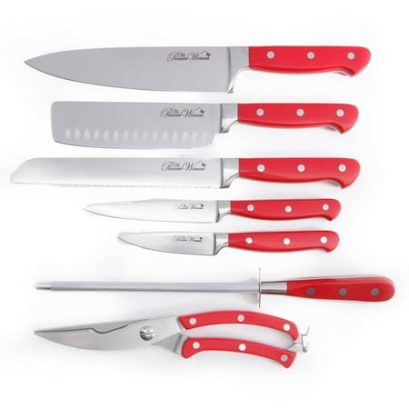 Red 14 Kitchen Knife Set Block The Pioneer Woman Stainless ...