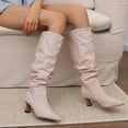 thumbnail image 3 of Mepaouo Women's Slouchy Knee High Boots Wide Calf Pull on Winter Leisure Dress Long Boots(Pink,9), 3 of 5